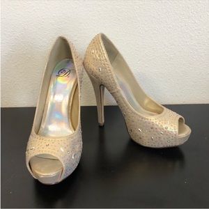 Gold Sparkle Rainbow Rhinestone High Heels